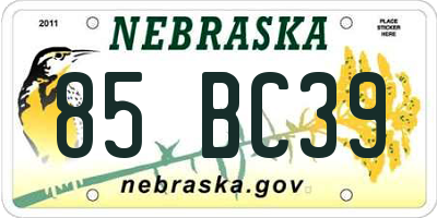 NE license plate 85BC39