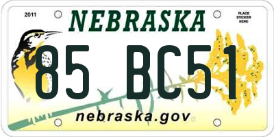 NE license plate 85BC51
