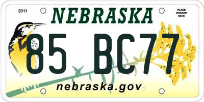 NE license plate 85BC77