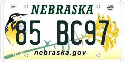 NE license plate 85BC97