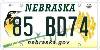 NE license plate 85BD74