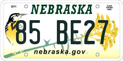 NE license plate 85BE27