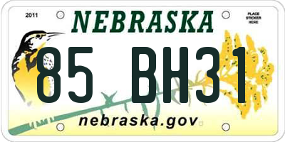 NE license plate 85BH31