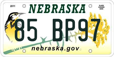NE license plate 85BP97