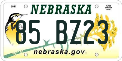 NE license plate 85BZ23