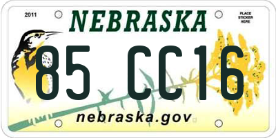 NE license plate 85CC16