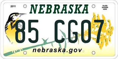 NE license plate 85CG07