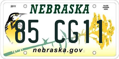 NE license plate 85CG11