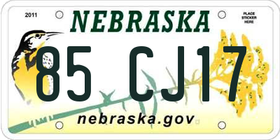 NE license plate 85CJ17
