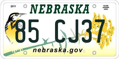 NE license plate 85CJ37