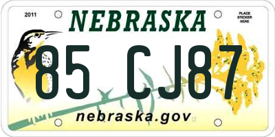 NE license plate 85CJ87