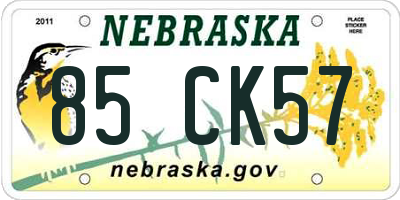 NE license plate 85CK57