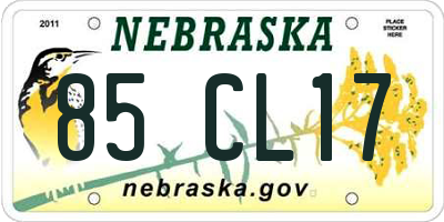 NE license plate 85CL17