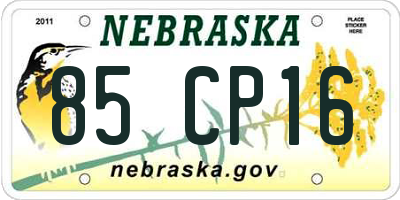 NE license plate 85CP16