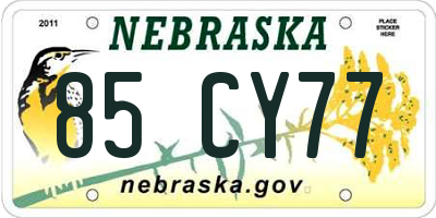 NE license plate 85CY77