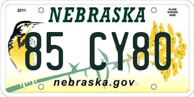 NE license plate 85CY80