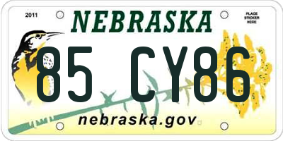 NE license plate 85CY86