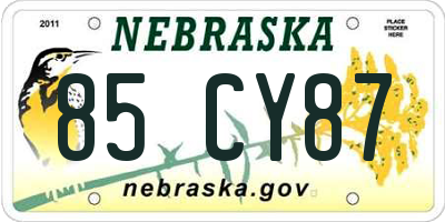 NE license plate 85CY87