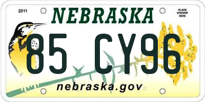 NE license plate 85CY96