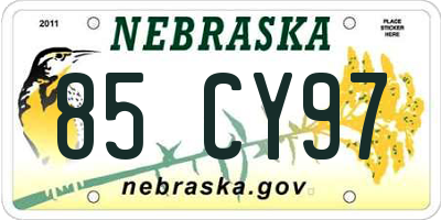 NE license plate 85CY97