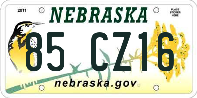 NE license plate 85CZ16