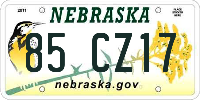 NE license plate 85CZ17