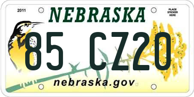 NE license plate 85CZ20