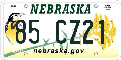 NE license plate 85CZ21