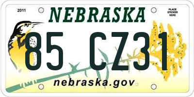 NE license plate 85CZ31