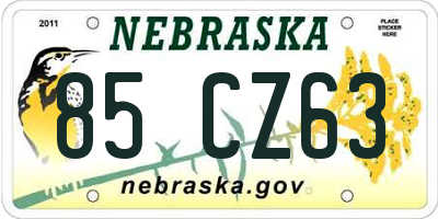 NE license plate 85CZ63