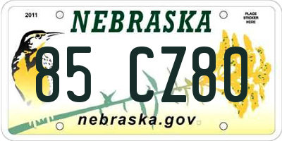 NE license plate 85CZ80