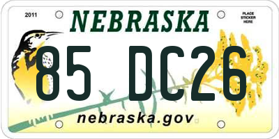 NE license plate 85DC26