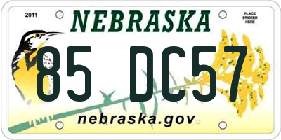 NE license plate 85DC57