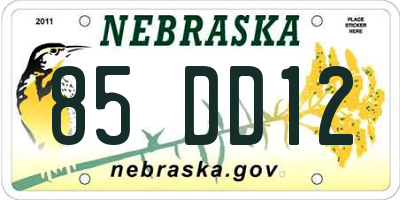 NE license plate 85DD12