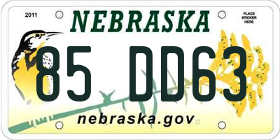 NE license plate 85DD63