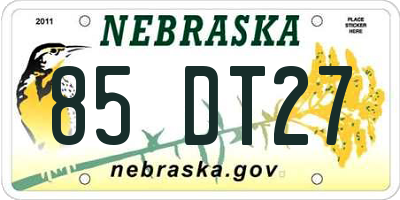 NE license plate 85DT27