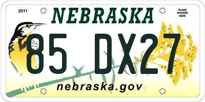 NE license plate 85DX27