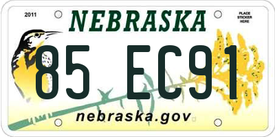 NE license plate 85EC91