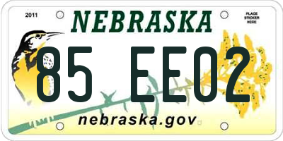 NE license plate 85EE02