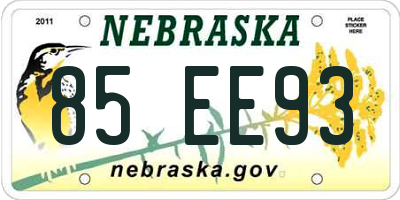 NE license plate 85EE93