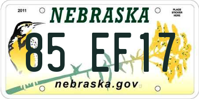 NE license plate 85EF17