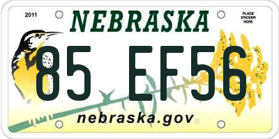 NE license plate 85EF56
