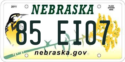 NE license plate 85EI07