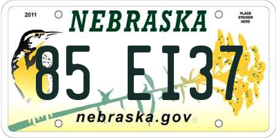 NE license plate 85EI37