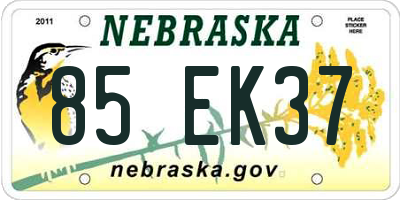 NE license plate 85EK37