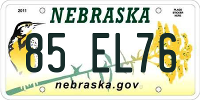 NE license plate 85EL76