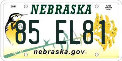 NE license plate 85EL81