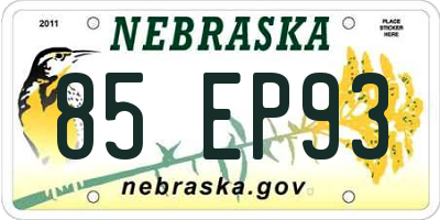 NE license plate 85EP93