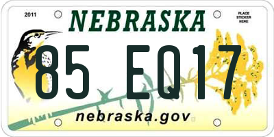 NE license plate 85EQ17