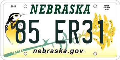 NE license plate 85ER31